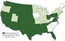 Statistical Map of U.S. West Nile Neurologic Disease Incident Reports by State
